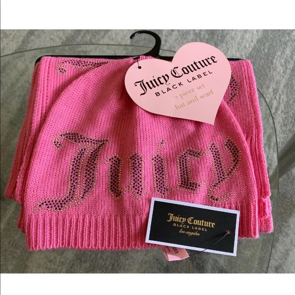 Juicy Couture Black Label Pink Studded Hat/Scarf